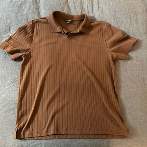Brown striped banana republic polo